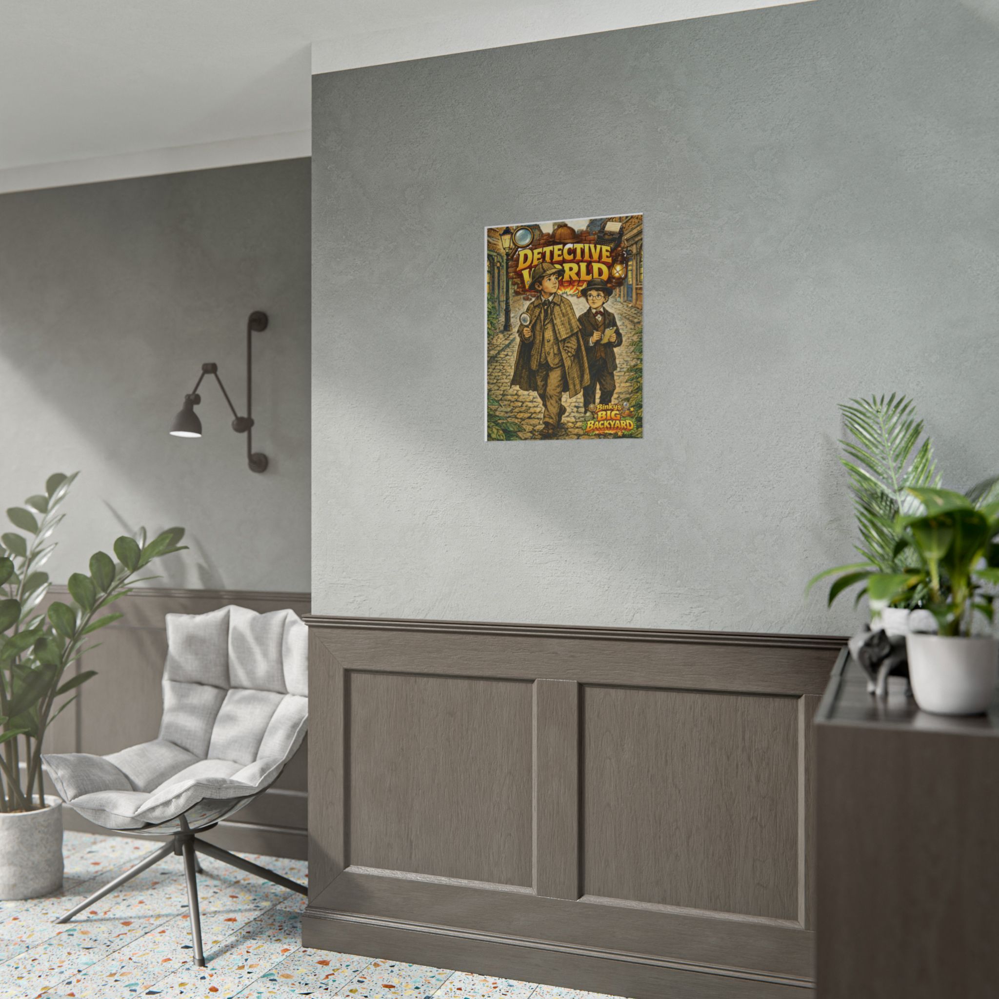 Detective World Poster | Binky's Big Backyard™ Detective Adventure Wall Art | 18" × 24" Storybook Illustration - Image 3
