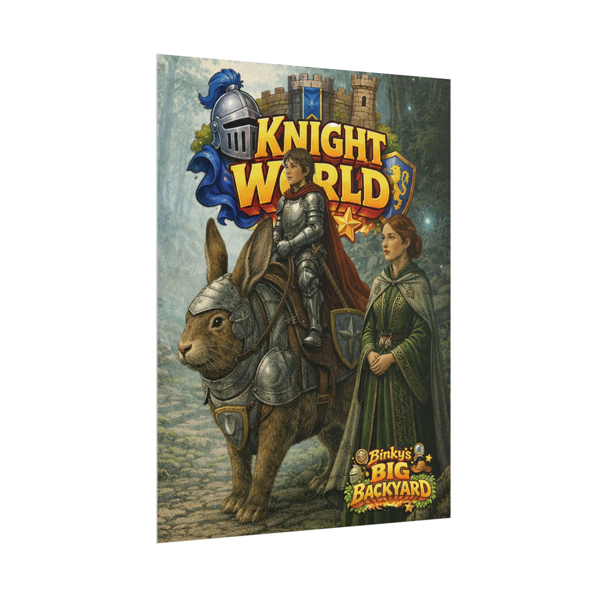 Knight World Poster | Binky's Big Backyard™ Medieval Adventure Wall Art | 18" × 24" Storybook Illustration Where Every Quest Begins... - Image 2