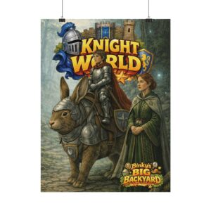 Knight World Poster | Binky's Big Backyard™ Medieval Adventure Wall Art | 18" × 24" Storybook Illustration Where Every Quest Begins...