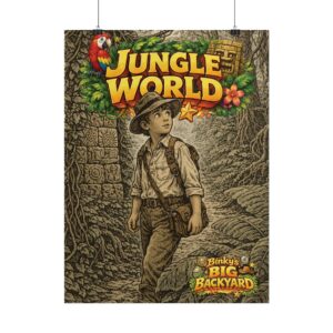 Jungle World Poster | Binky's Big Backyard™ Jungle Adventure Wall Art | 18" × 24" Storybook Illustration