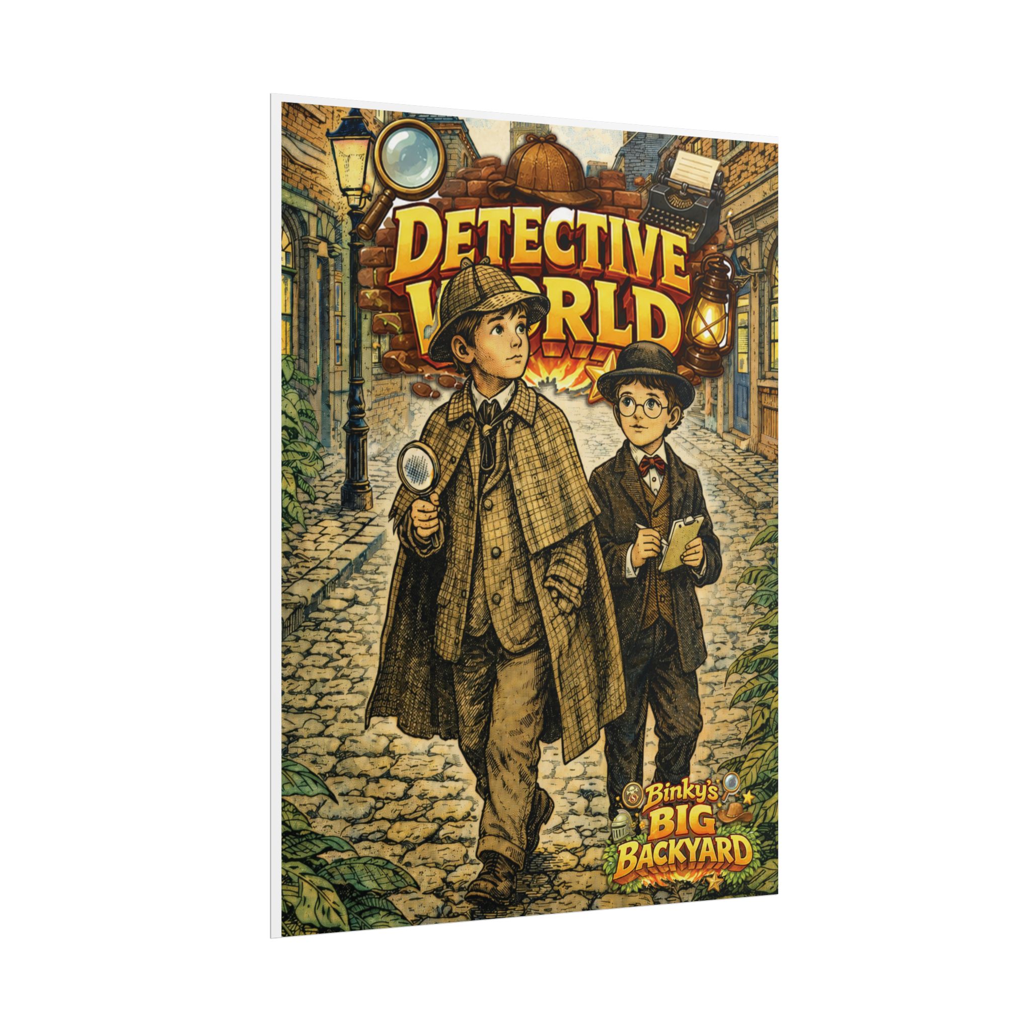 Detective World Poster | Binky's Big Backyard™ Detective Adventure Wall Art | 18" × 24" Storybook Illustration - Image 2